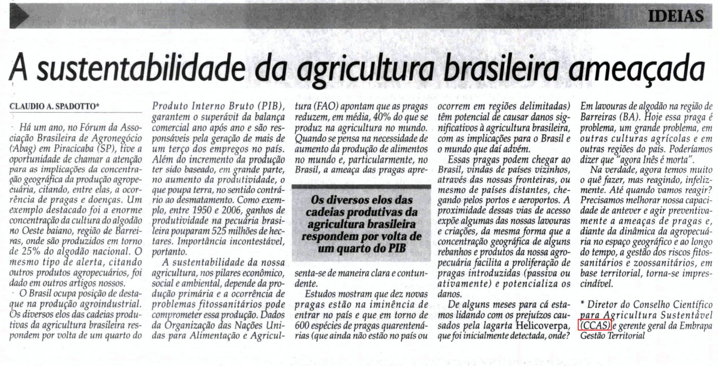 Jornal Diário do Comércio publica artigo de membro do CCAS