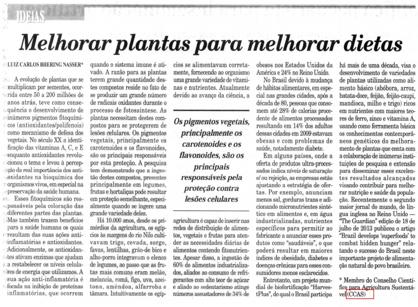 Jornal Diário do Comércio publica artigo do conselheiro Luiz Carlos Nasser
