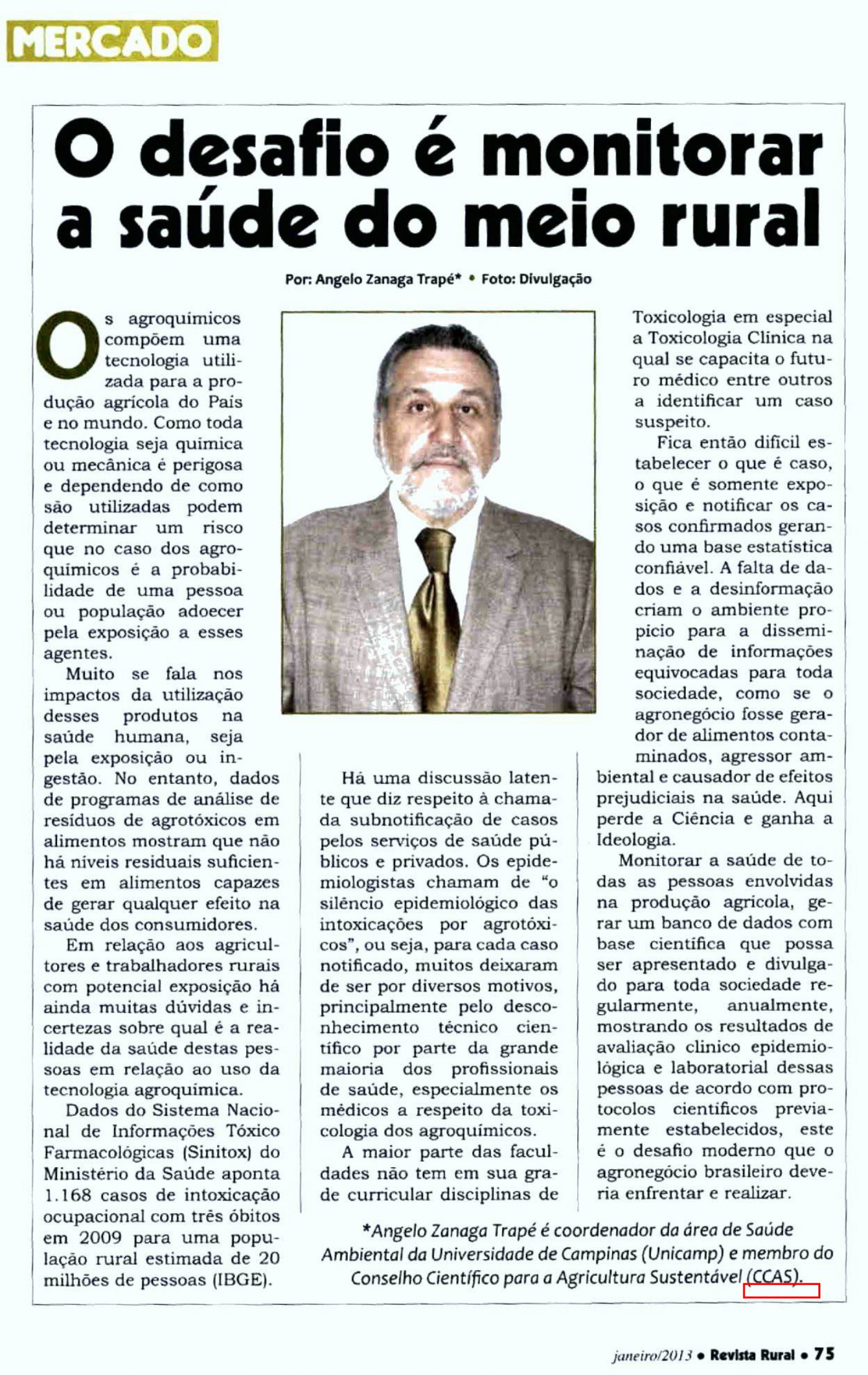 Revista Rural publica artigo de conselheiro do CCAS