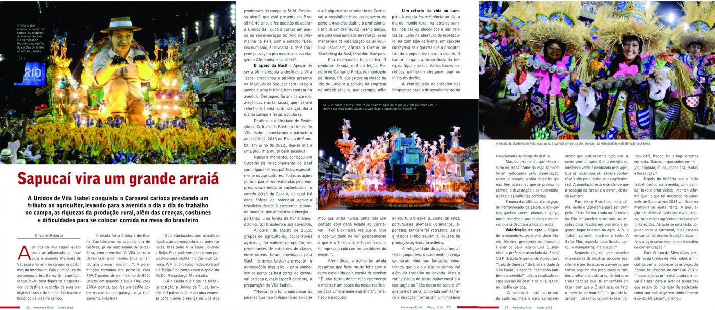 Revista Panorama Rural também divulga matéria sobre o agro no Carnaval 2013