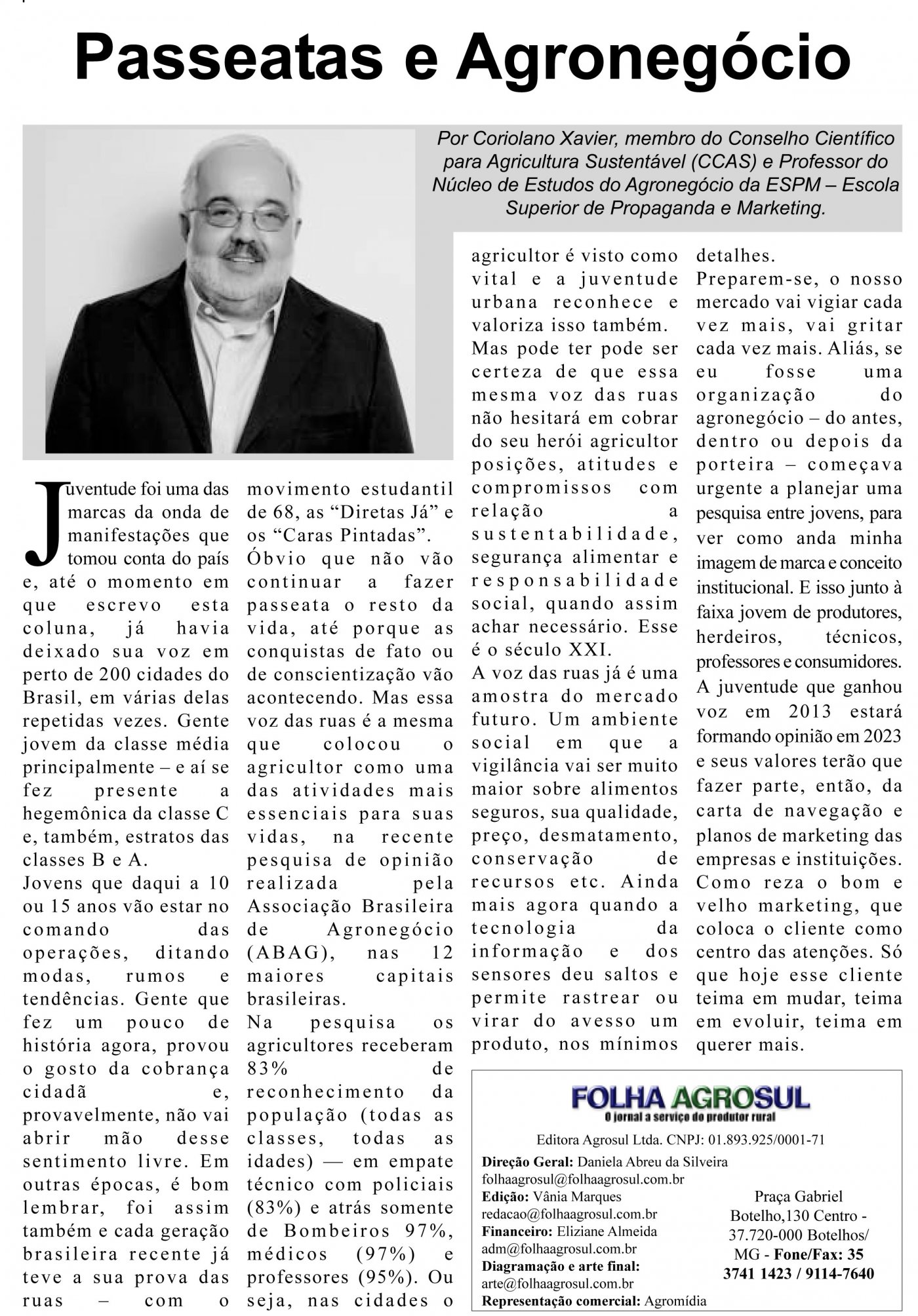 Folha Agrosul publica artigo do CCAS