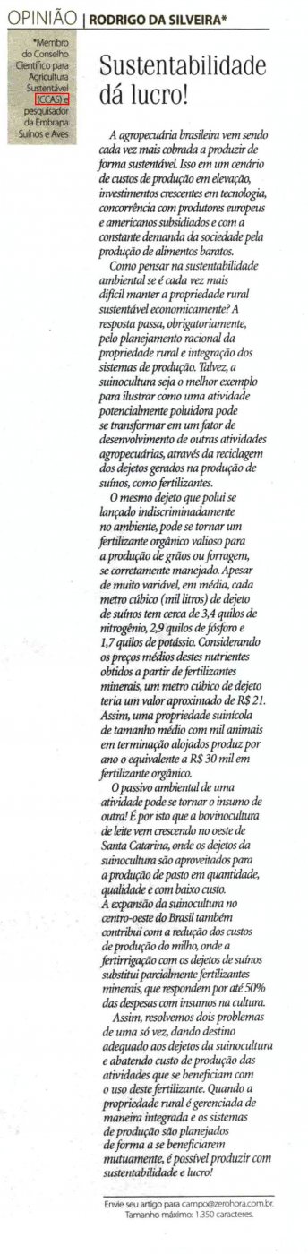 Jornal Zero Hora publica artigo de Rodrigo Nicoloso, conselheiro do CCAS