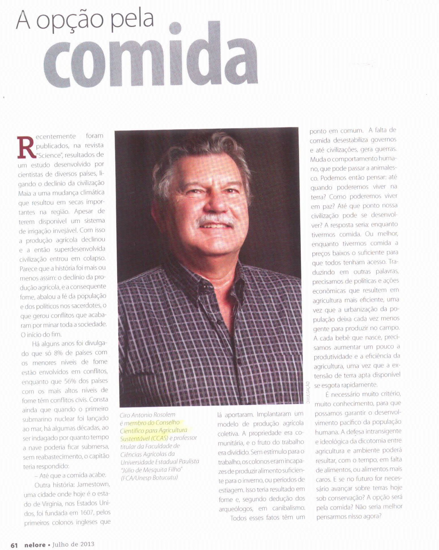 Revista Nelore publica artigo de conselheiro do CCAS