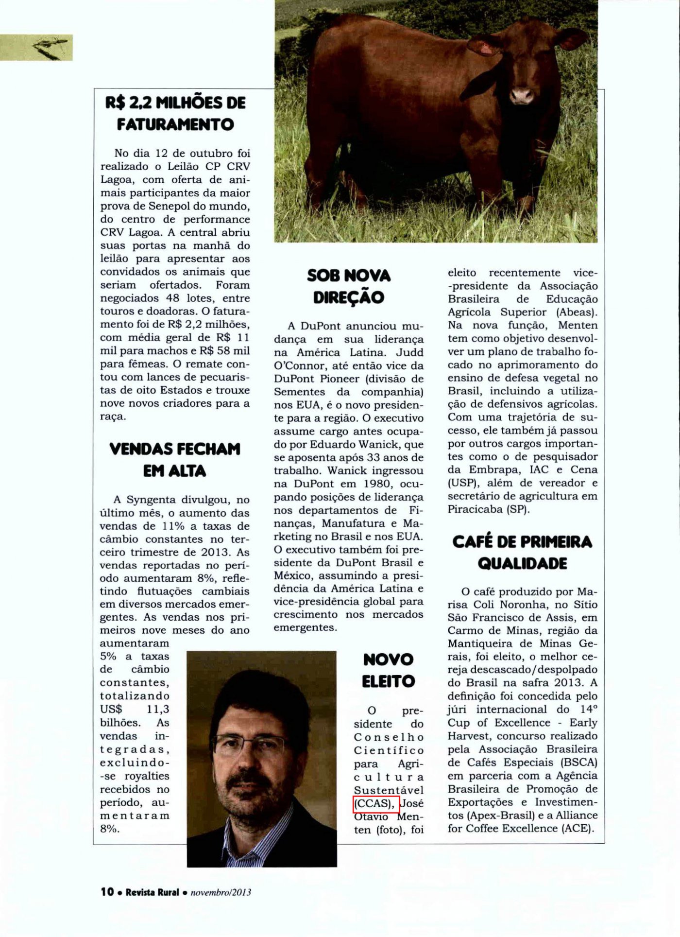 Revista Rural divulga eleição de José Otávio Menten a Vice-Presidente da Abeas