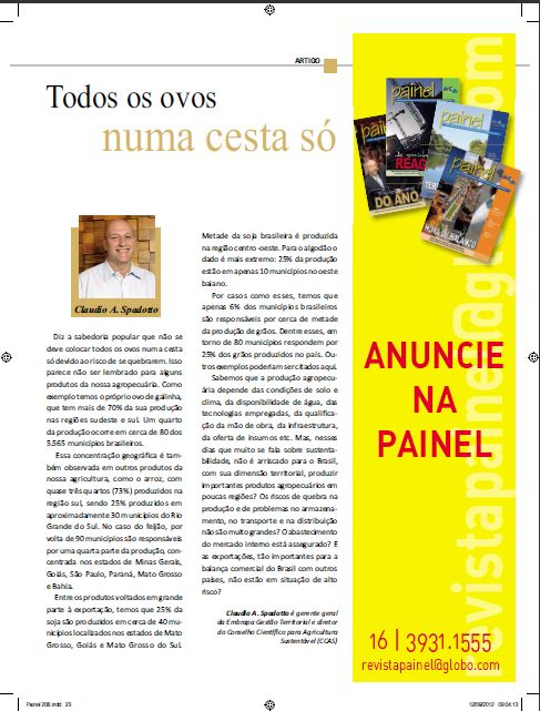 Revista Painel publica texto do conselheiro Cláudio Spadotto