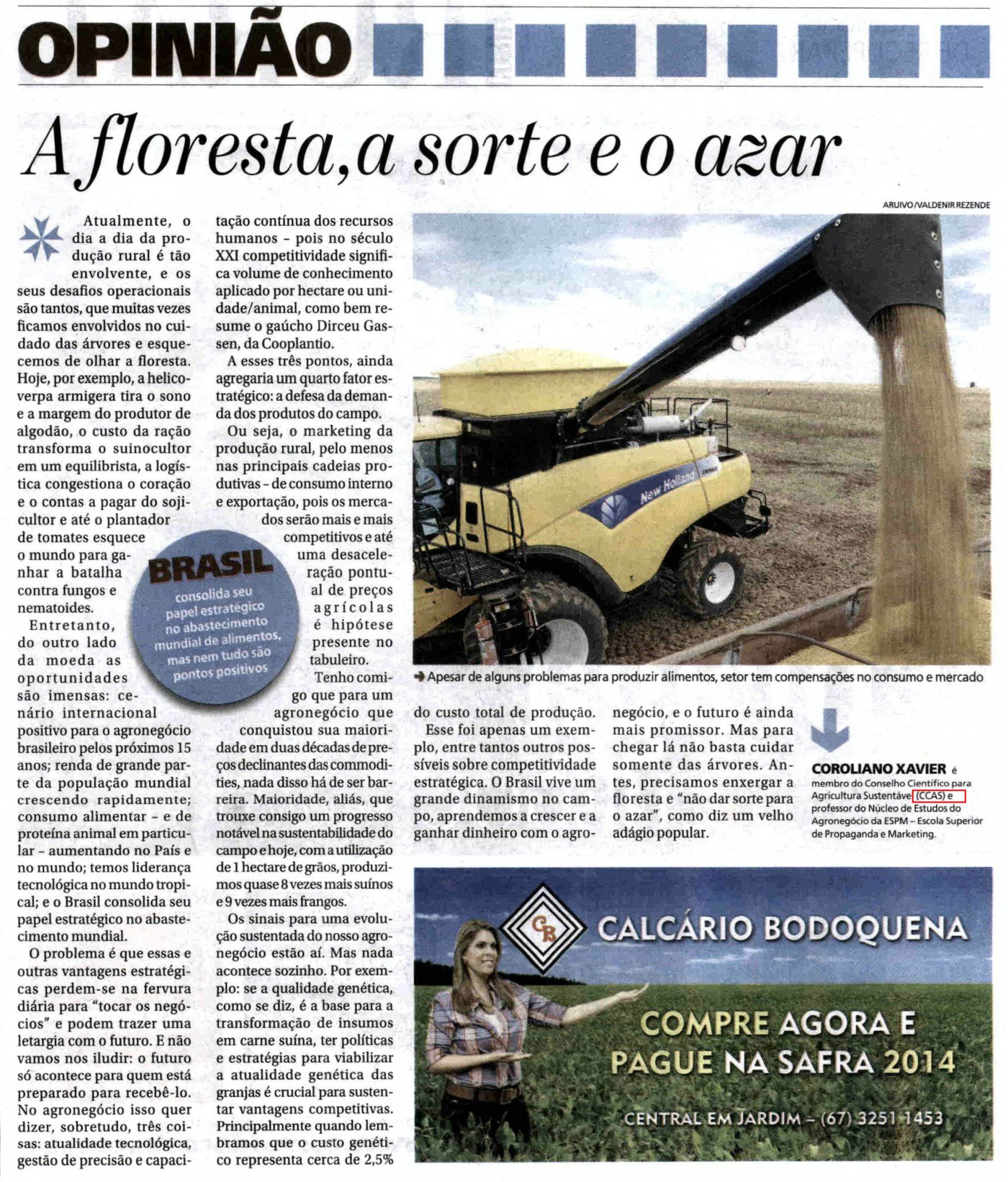 Jornal Correio do Estado publica artigo de conselheiro do CCAS