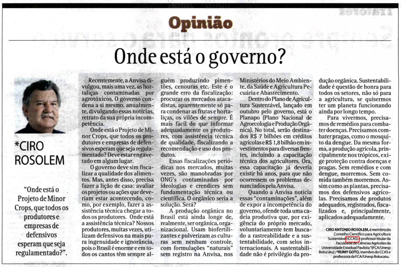 Jornal O Popular publica artigo de conselheiro do CCAS