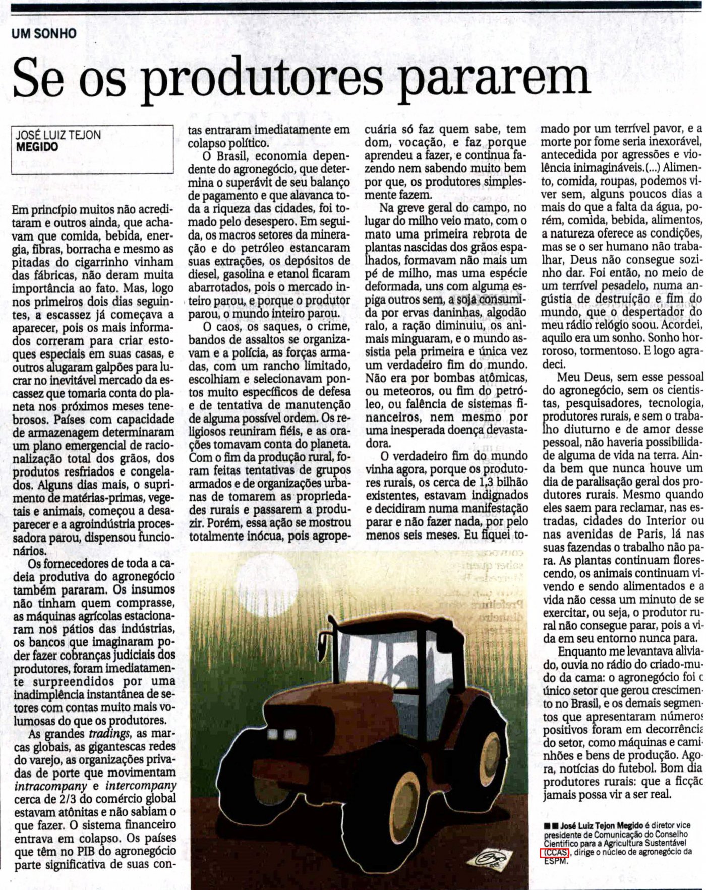 Jornal Correio Popular publica mais um artigo do CCAS