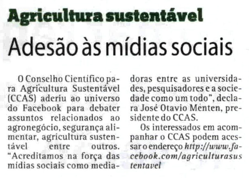 Jornal O Popular divulga a chegada do CCAS ao Facebook