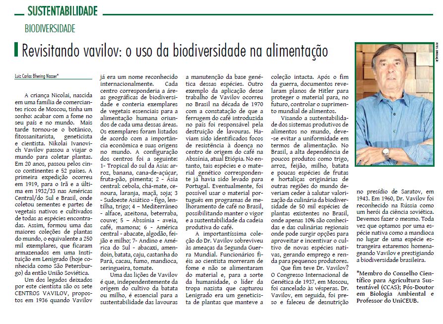 Jornal Tribuna Rural publica artigo de conselheiro do CCAS