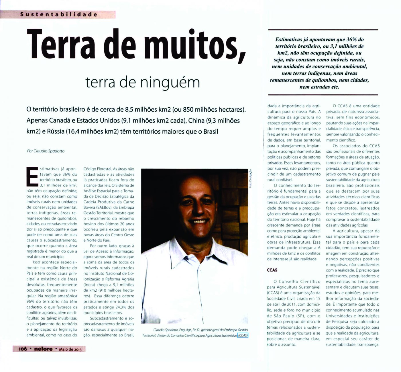 Revista Nelore publica artigo de conselheiro do CCAS